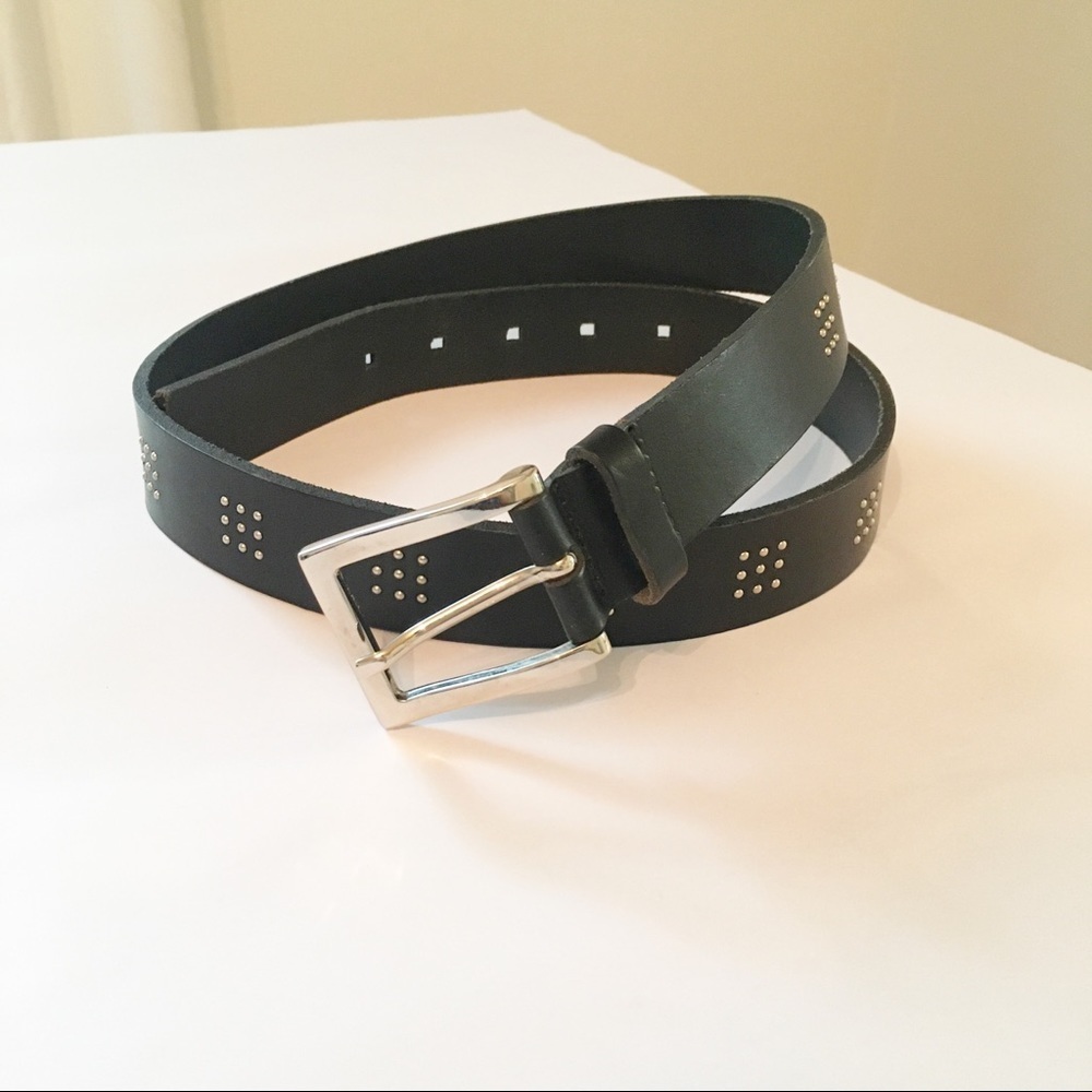 Sangiorgio Studded Black Leather Belt